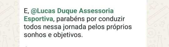 Print de depoimento de aluno da assessoria no WhatsApp